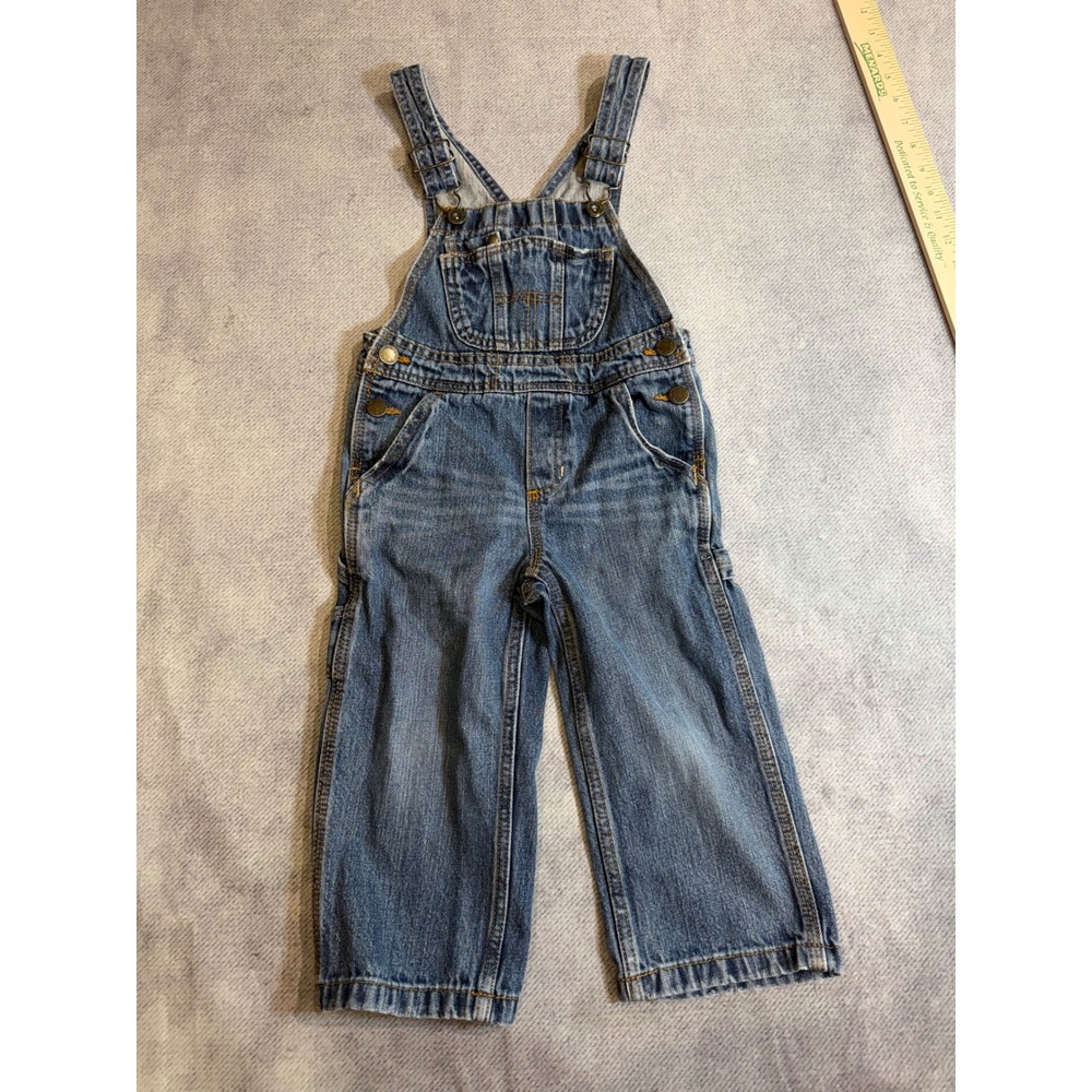 Genuine Kids OshKosh Blue Denim Overalls 3T Adjustable Straps Carpenter Style